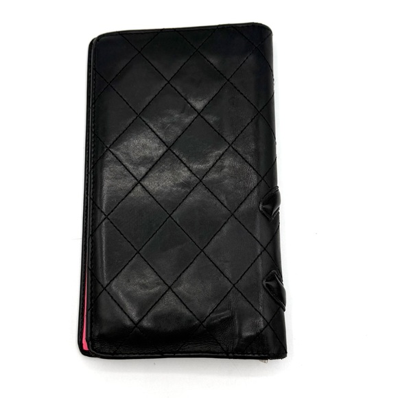 Chanel Cambon Ligne Long Wallet Black Lambskin Pink Series 10 w/ Holo, Auth Card - Picture 4 of 16